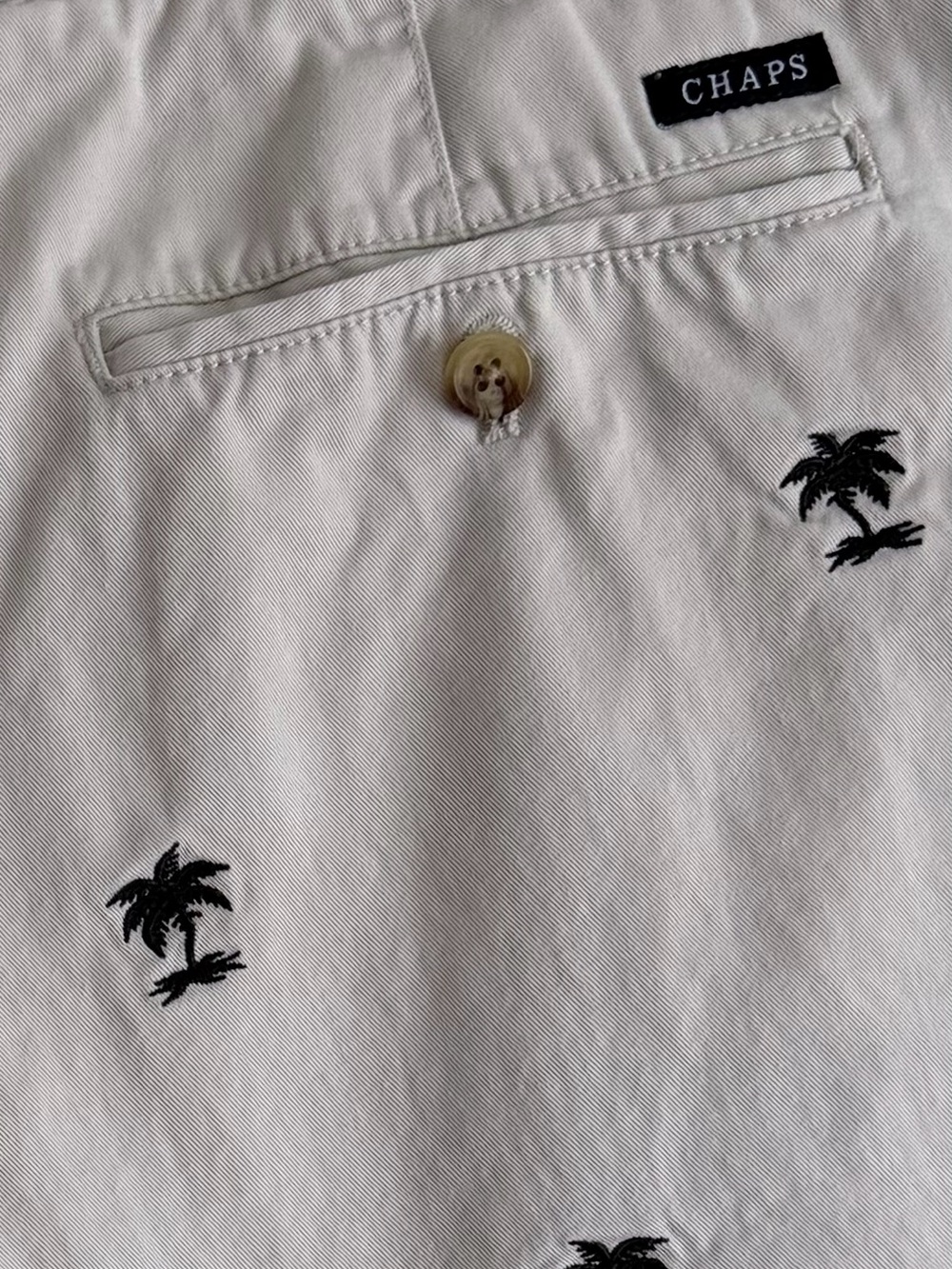 Chaps Khaki Embroidered Palm Tree Shorts Size 34 - Picture 5 of 8